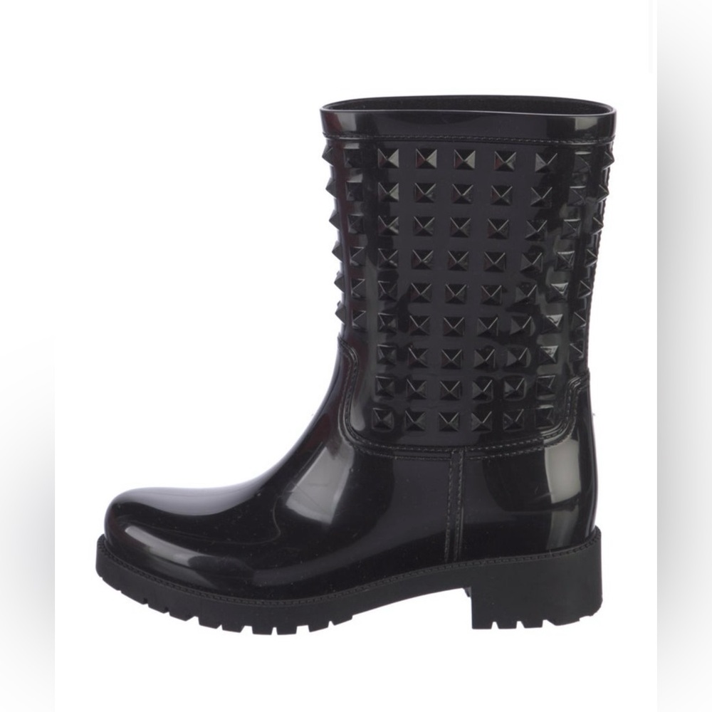 VALENTINO Rock Stud Glossy Rubber Rainboots - Size 9 - Picture 7 of 16
